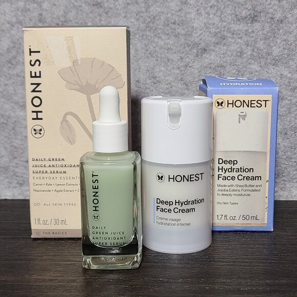 NIB Bundle Honest Skincare - Deep Hydration Face Cream, Daily Green Juice Serum - Picture 1 of 6